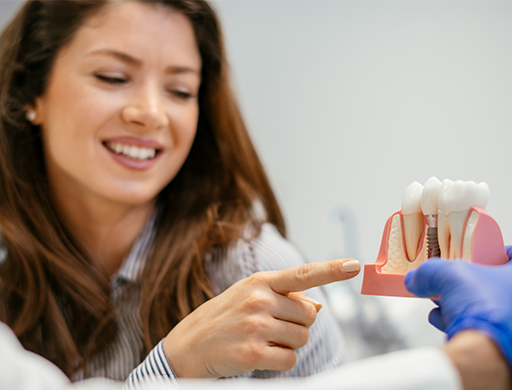 A lady with dental implant